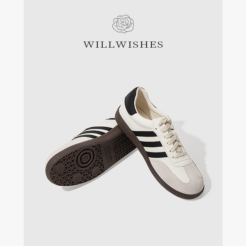 WILLWISHES/王玎复古板鞋女2023新款阿甘休闲小白鞋德训鞋女百搭