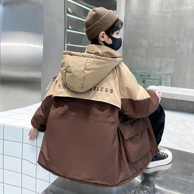 男童冬季加绒外套2023新款大儿童冬装加厚派克服棉衣洋气保暖冬款