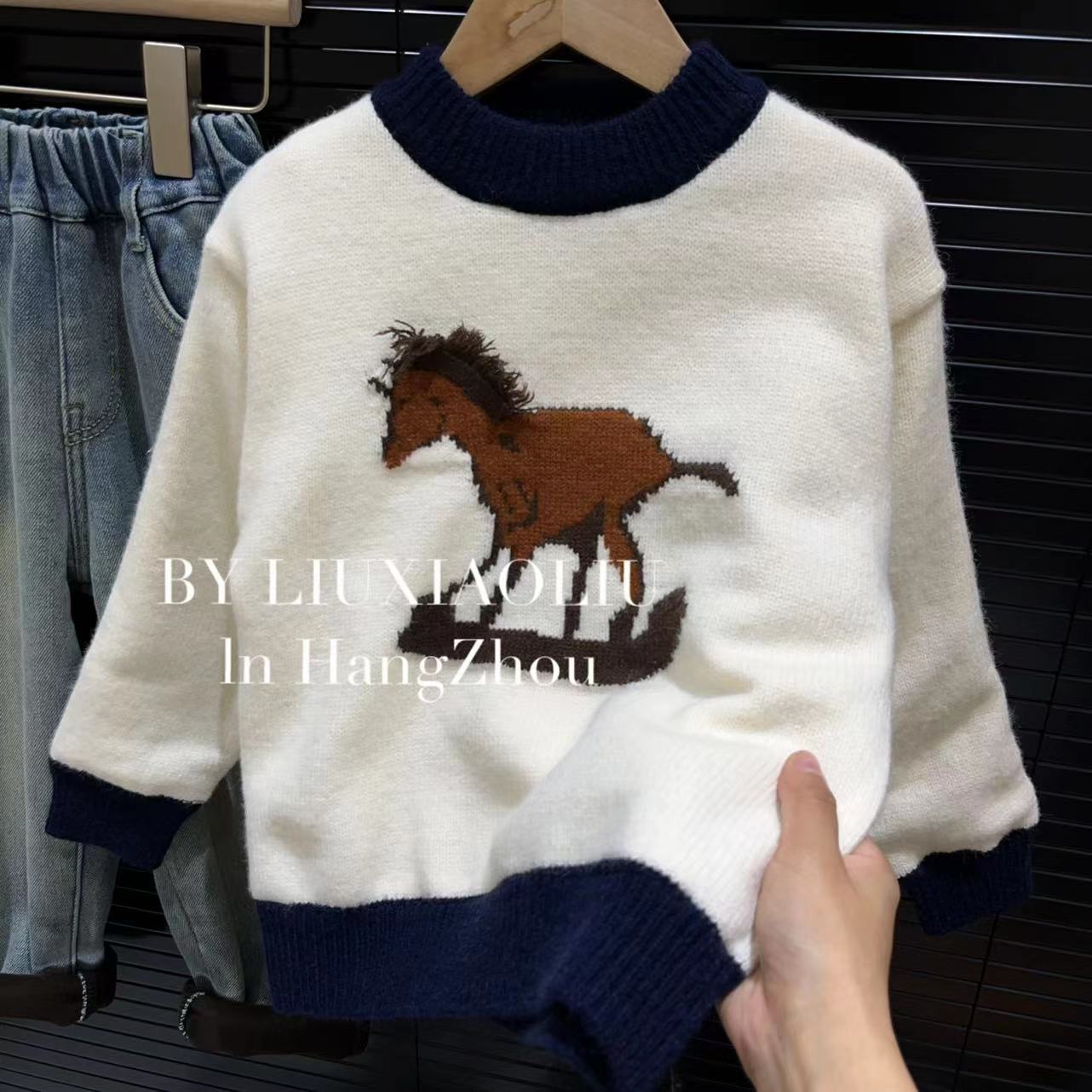BY LIUXIAOLIU【风中小马 】韩版高货秋冬季儿童加厚毛衣9517