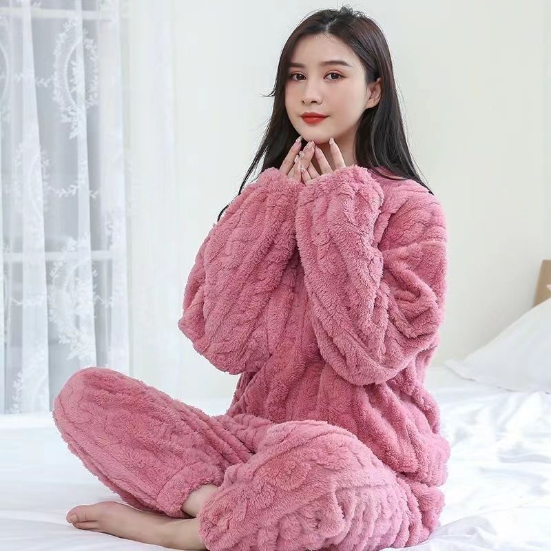 【29.9元一套】珊瑚绒睡衣女秋冬季新款绒冬天家居服两件套装