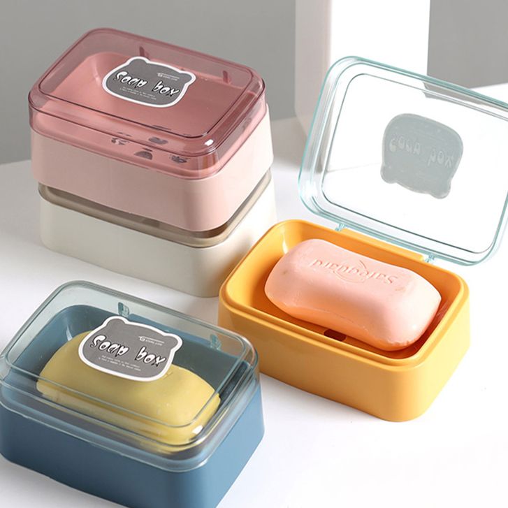 创意翻盖肥皂盒简约透明塑料沥水盒家用宿舍皂盒卫生间阳台香皂立