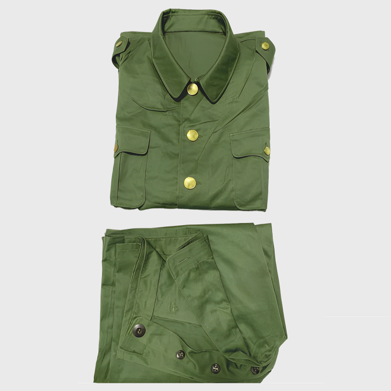 老式春秋涤卡常服套装 明兜春秋涤卡常服怀旧中老年休闲军绿服装