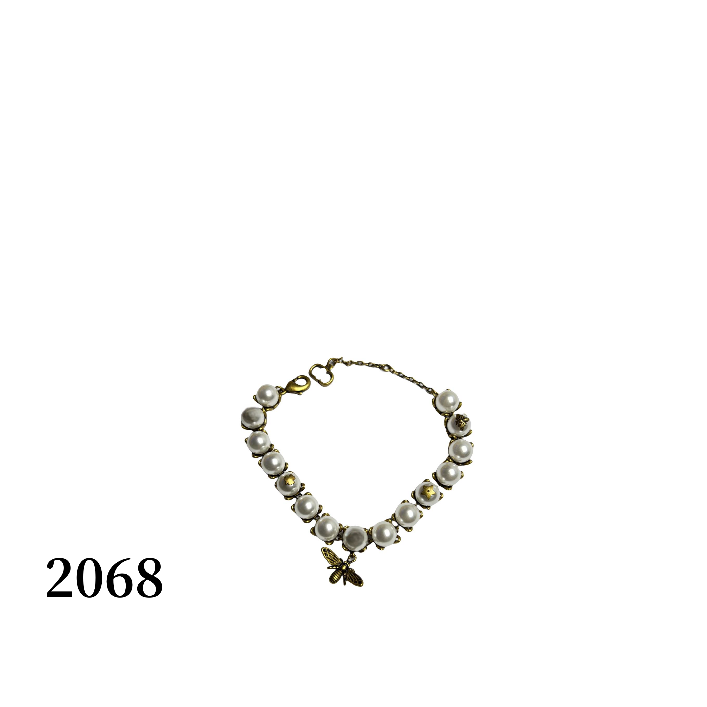铜合金手链 【2068】复古百搭珠珠蜜蜂手链 18+2cm