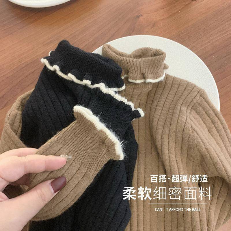 【软糯】女童秋冬装毛衣新款女气宝宝时髦高领针织打底衫中小童洋