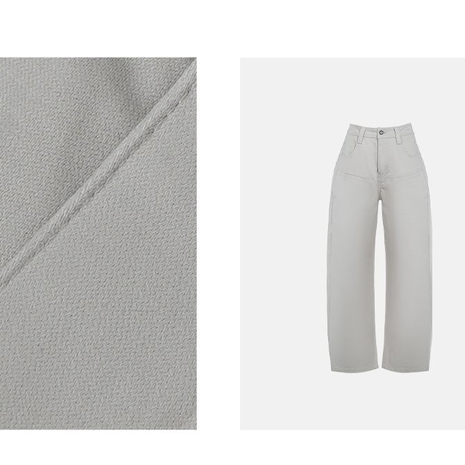 JiaoyeKequer【塑写】夏款时尚灰白弯刀裤女休闲高级感牛仔裤 PF735