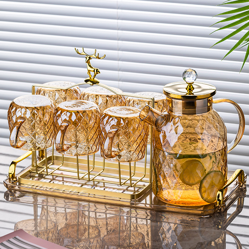 高颜值玻璃冷水壶高硼硅家用大容量凉水壶家用凉白开果汁水壶套装