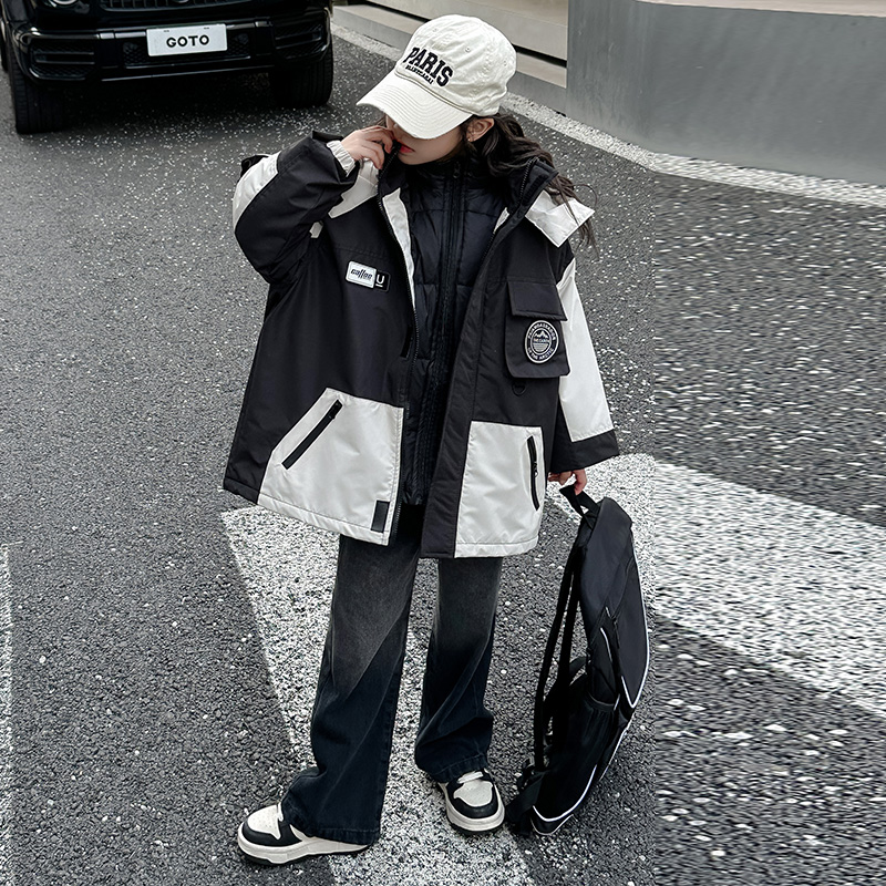 女童羽绒服2023新款中大儿童加厚保暖三合一羽绒内胆冲锋衣外套潮