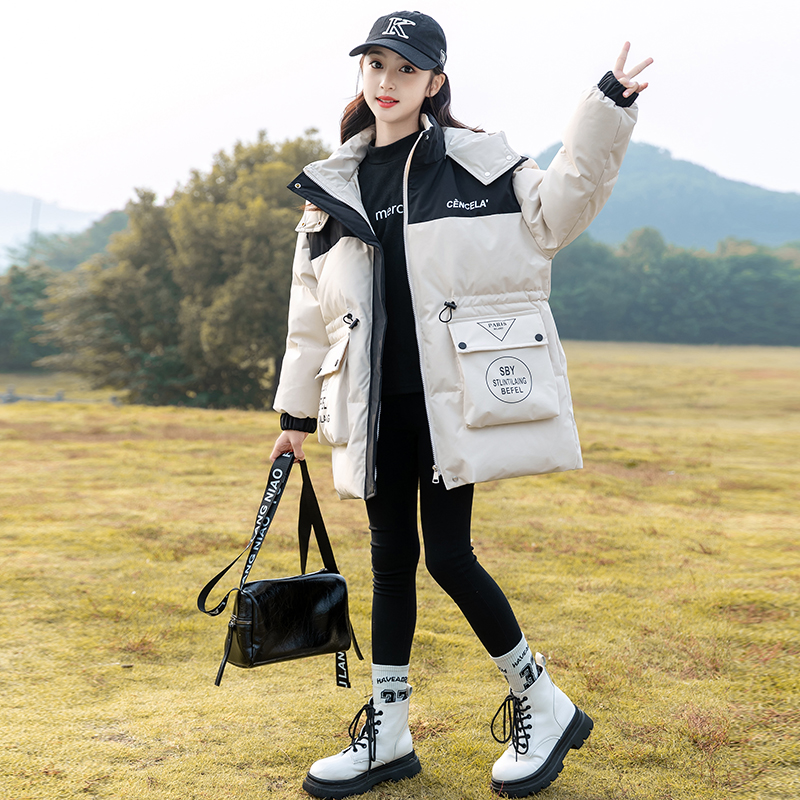 女童羽绒服冲锋衣6-12岁15岁冬装2023新款洋气中大童加厚儿童外套