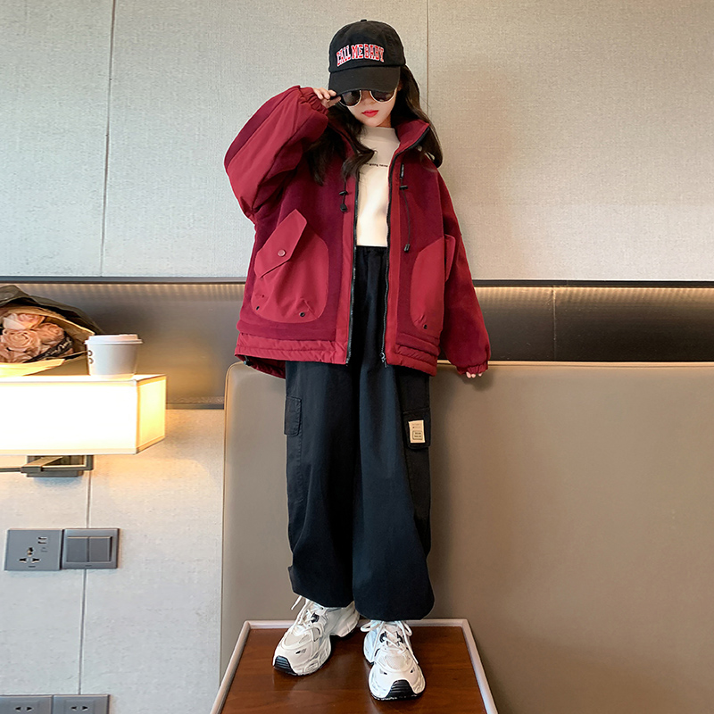 女童加绒外套2023秋冬新款洋气中大童时髦韩版儿童时尚休闲上衣潮