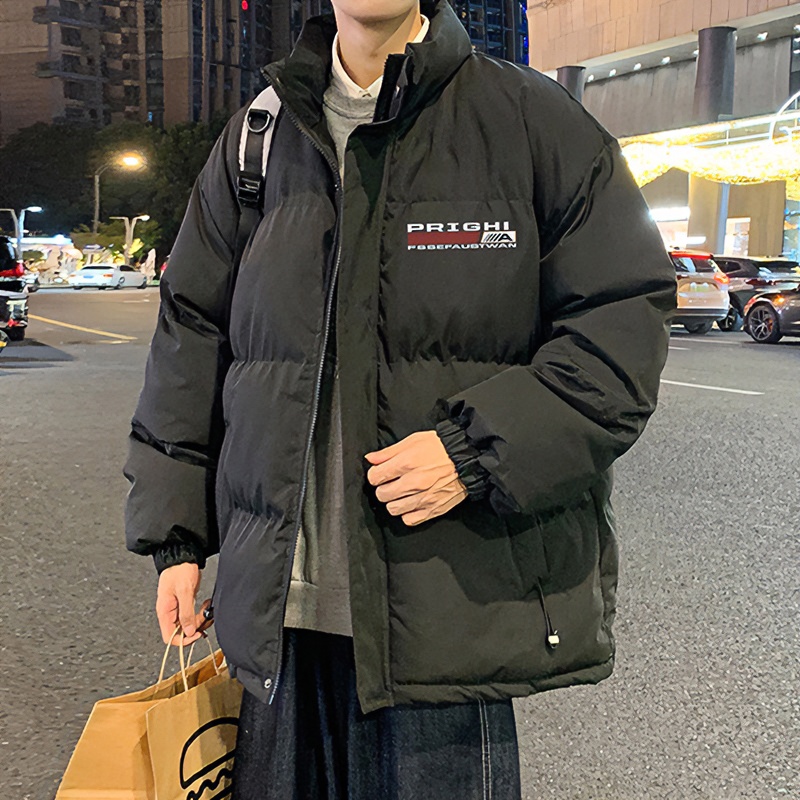 大码美式高街棉服男款冬季加厚保暖立领防风青少年棉衣外套高级感