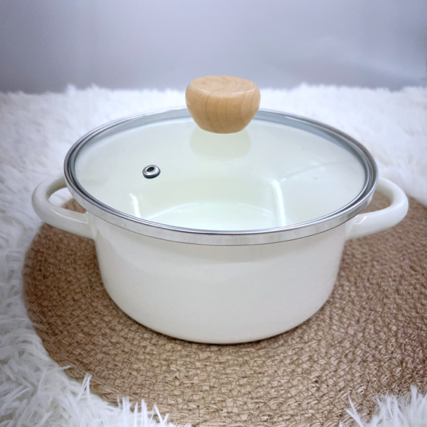 玉洁系列20cm搪瓷汤锅 高约9.8cm