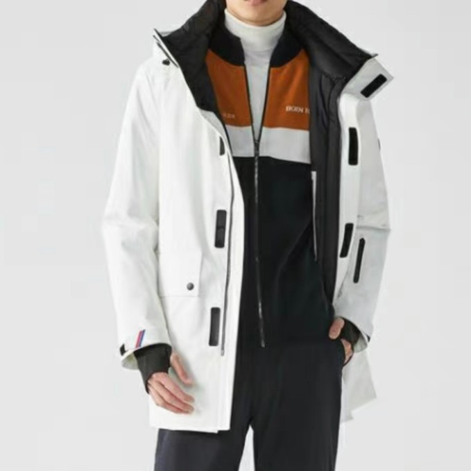劲家中长款茄克保暖服4147白色 【可USB智能加热】