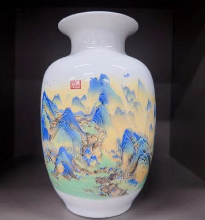 千里江山瓶 摆件  墨墨