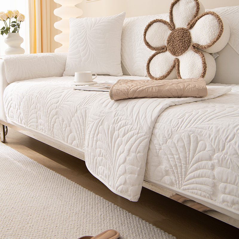 2023新款纯色棉沙发垫四季通用简约现代奶油风坐垫子防滑沙发盖布