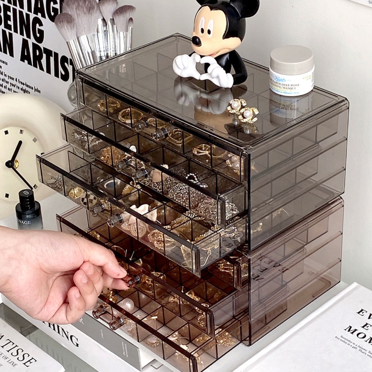 首饰收纳盒透明抽屉式戒指耳钉项链手镯家用大容量亚克力饰品盒子