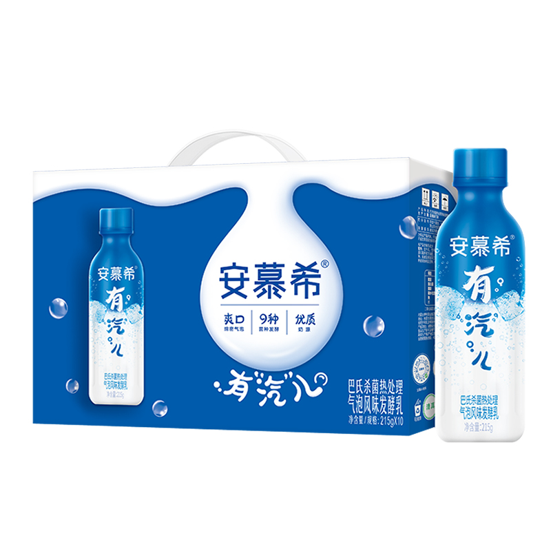 伊利安慕希气泡风味发酵乳经典原味215g*10瓶装奶香早餐特浓包邮