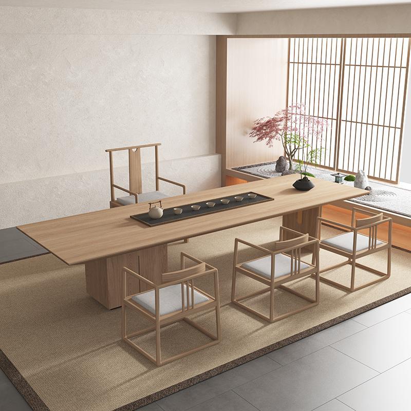 新中式禅意原木色茶台实木茶桌椅组合办公接待泡茶喝茶桌茶室家具