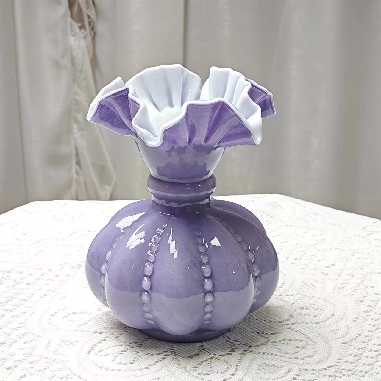 【风中古芬顿琉璃-葡萄紫南瓜瓶】家庭插花花艺设计家庭