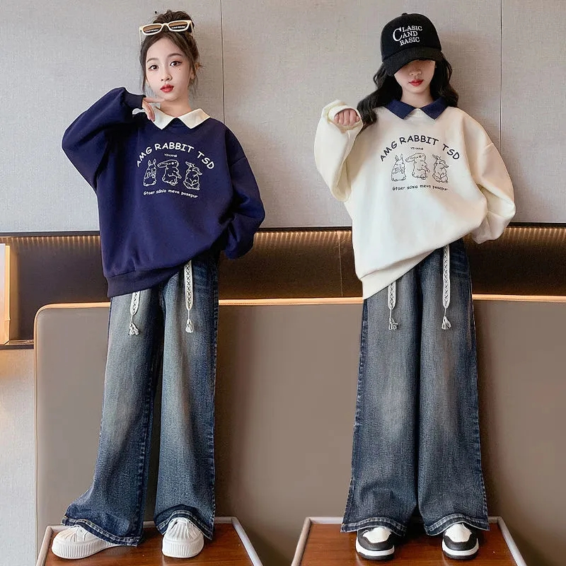 女童网红炸街潮流春秋季装女大童POLO衫卫衣韩系童装儿童霸气衣服