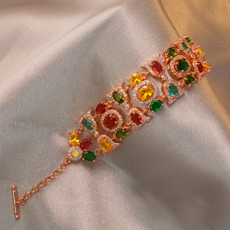 铜合金戒指 中古 Vintage【D1091】时尚高级小众轻奢复古彩色戒指