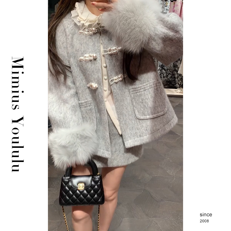 【mimius】游鹿鹿高奢中式狐狸毛大衣+半裙（毛毛可拆卸）F11123