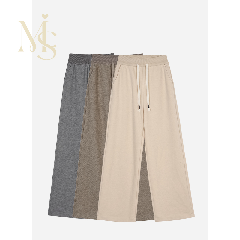 【游鹿鹿】高腰松紧系带阔腿羊毛休闲裤 E10136