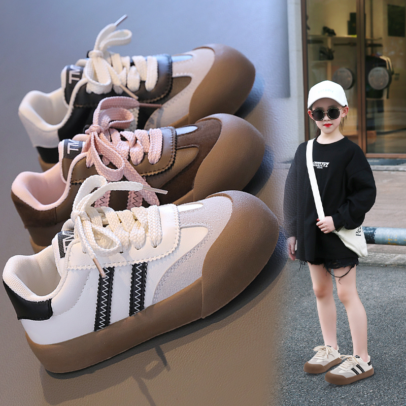 儿童低帮板鞋2023春秋款中大童休闲运动鞋韩版男女童德训鞋-X763