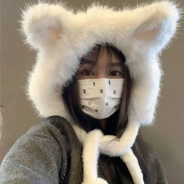 【新店福利】秋冬狐狸耳朵毛绒女帽子可爱韩版保暖雷锋帽护耳帽脸小