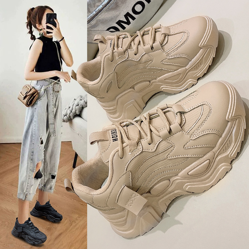 雅漾品牌女鞋秋冬新款老爹鞋网红时尚休闲厚底百搭老爹鞋ins加绒