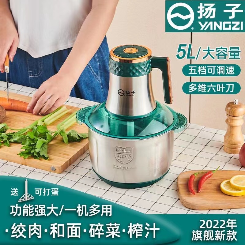 YANGZI/扬子【5L新款大功率】3挡5挡多功能不锈钢绞肉机家用和面