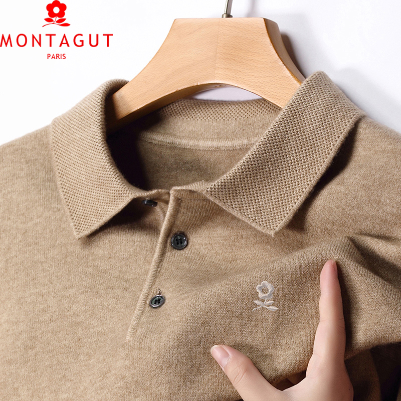 专柜高档男士羊绒衫秋冬高端polo衫轻奢男装中年针织衫保暖毛衣男