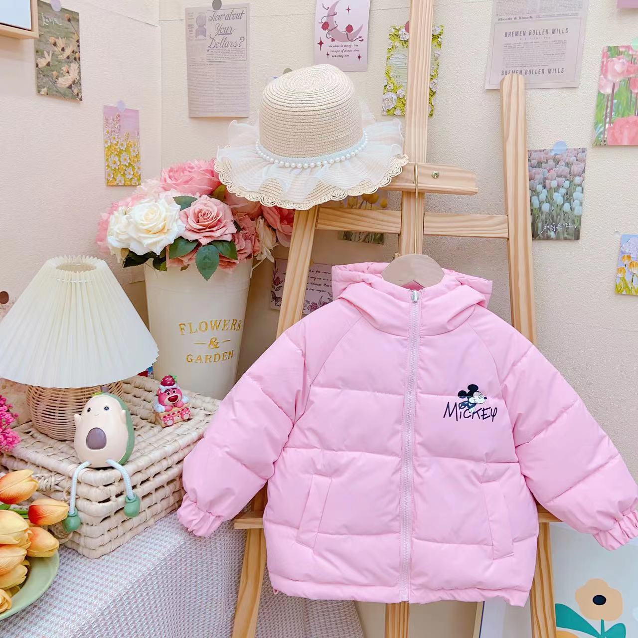 冬款新款女童休闲卡通可爱双面穿加棉连帽外套 D-ZT718