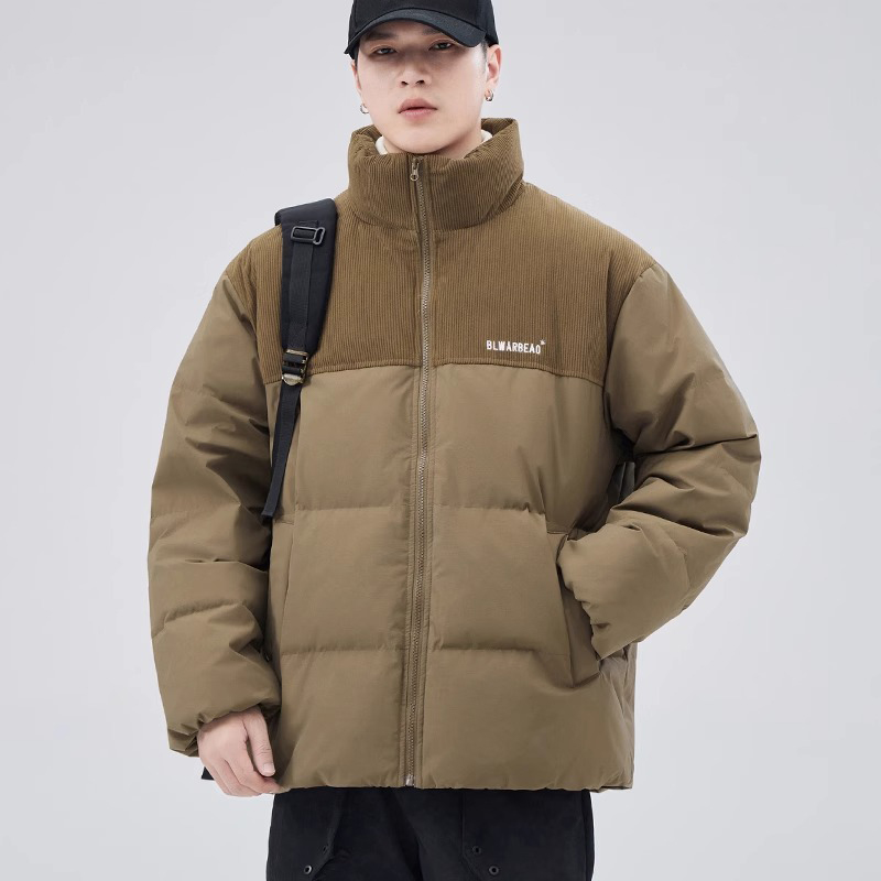 【JJ】男士羽绒服潮牌灯芯绒保暖立领设计户外休闲冬季款面包服c781