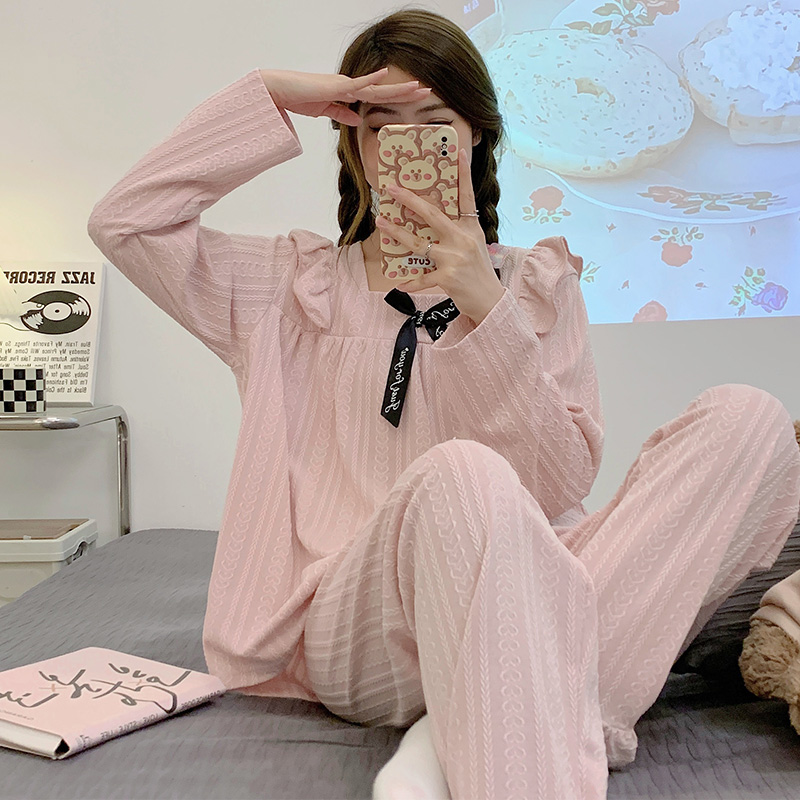 春季家居服长袖套装女款春秋2023年新款6535睡衣女可外穿