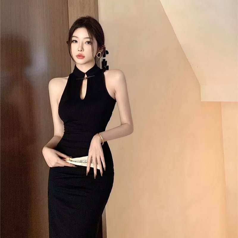 高开叉国风改良旗袍连衣裙女夏性感年轻款高端气质晚礼服包臀长裙