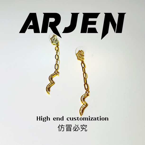 铜合金耳饰 【门店2699】镶钻葫芦耳钉长款时尚饰品设计师复古小众