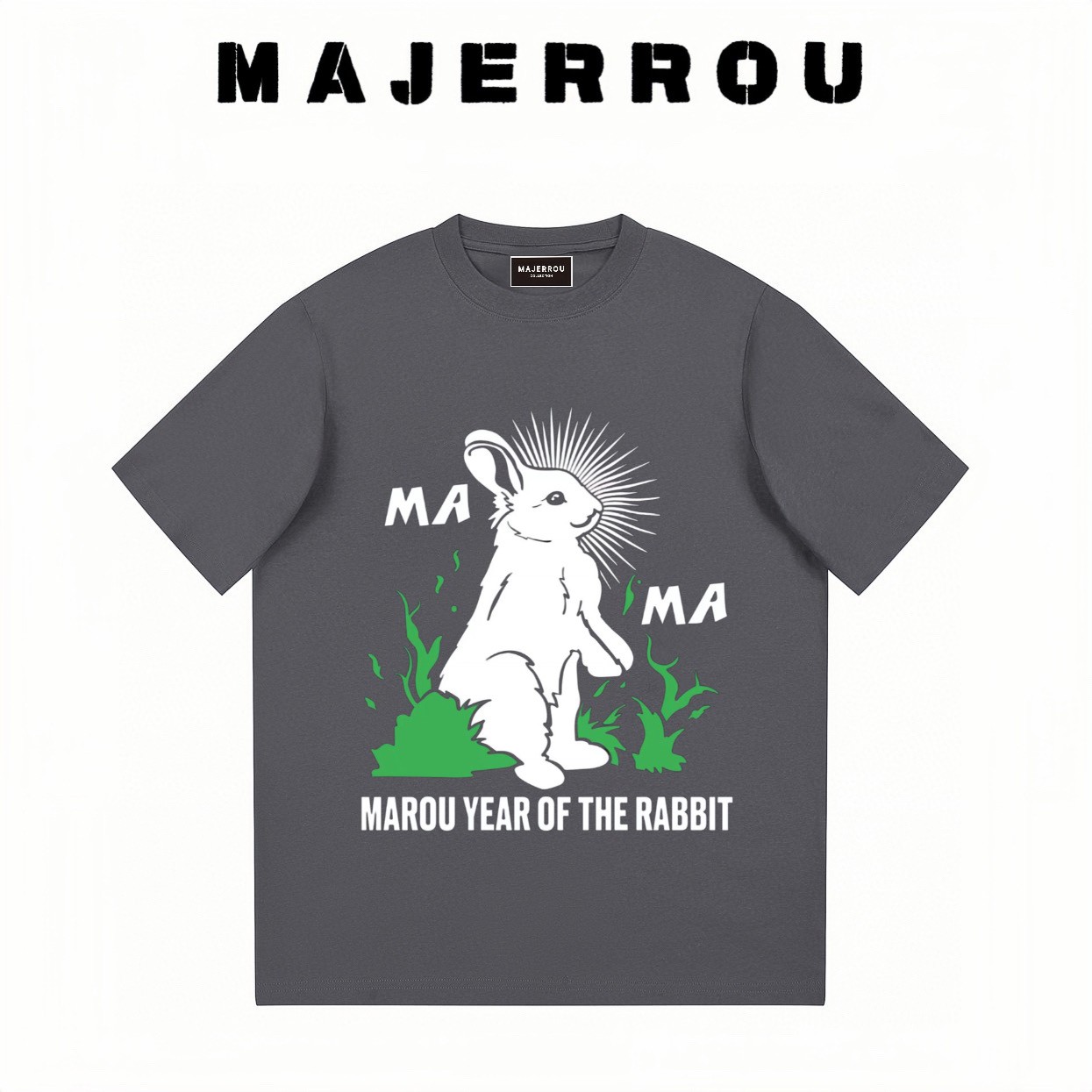 MAJERROU/玛基欧MA兔 短袖t恤纯棉情侣男士夏季印花卡通高端t恤