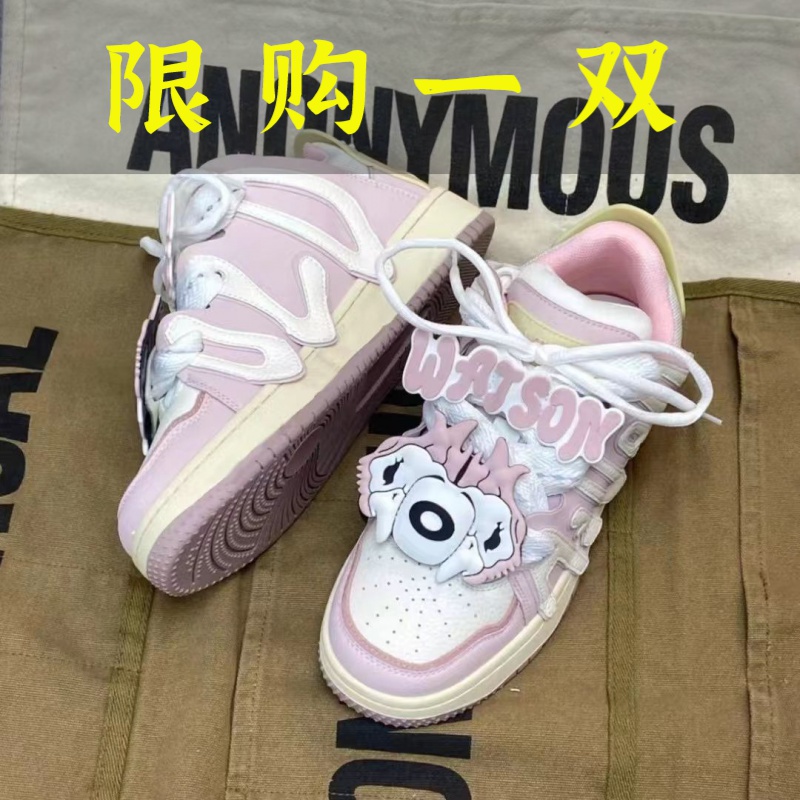 百丽纯爱炸街款面包鞋ins潮小众百搭休闲鞋高街款字母港风鞋子