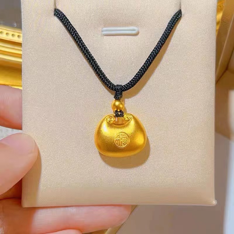 【F】胖福吊坠项链女轻奢气质高级感黑色绳