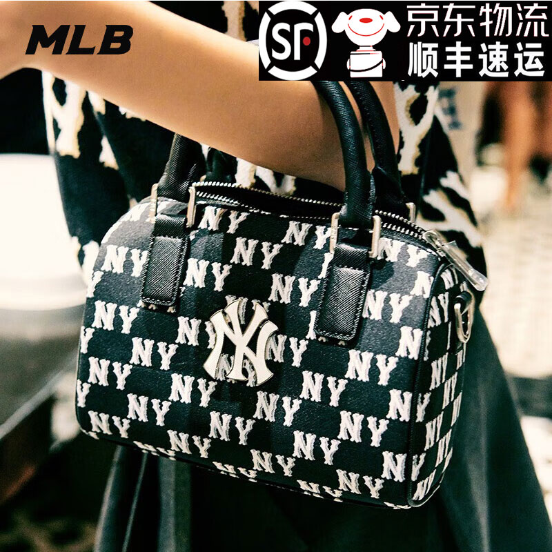 MLB腋下包 2024春秋黑色复古老花NY满印手提包单肩包时尚款斜挎包