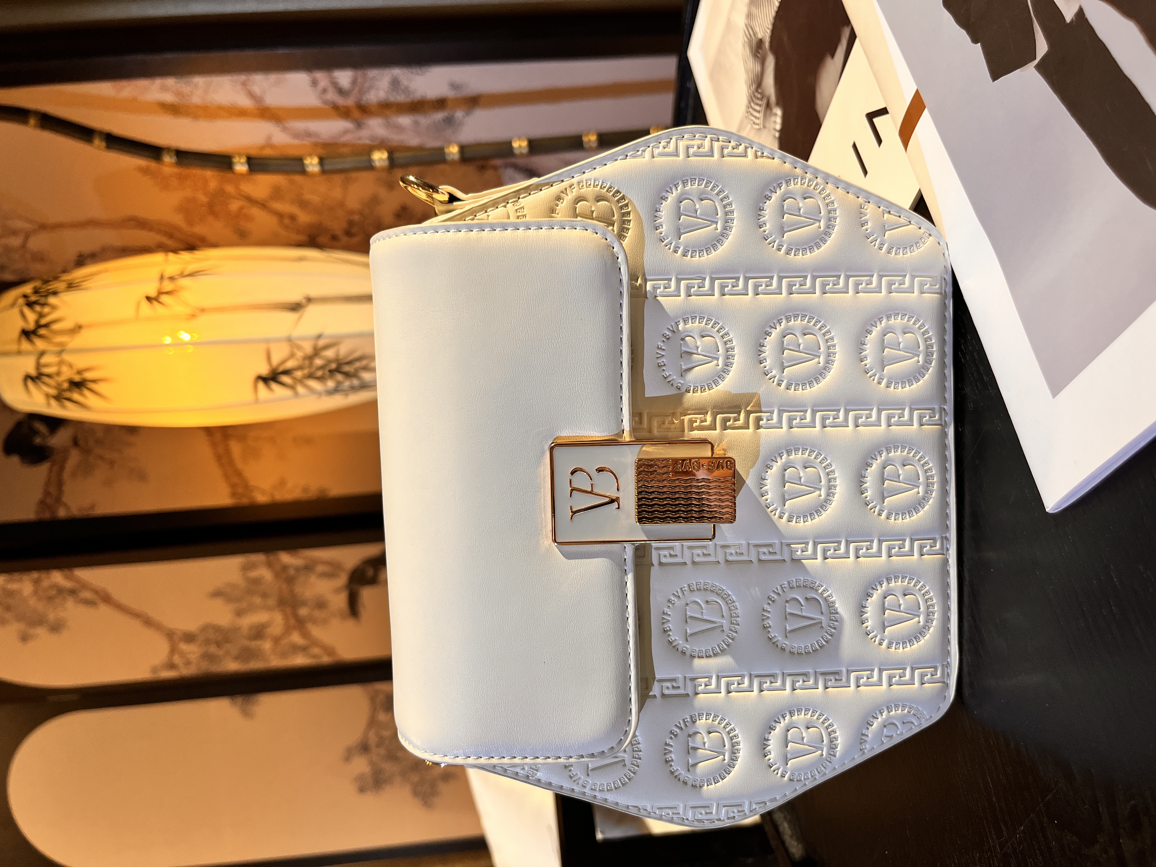 BVF轻奢女包  菱形六角压花重工链条单肩斜挎包出游穿搭