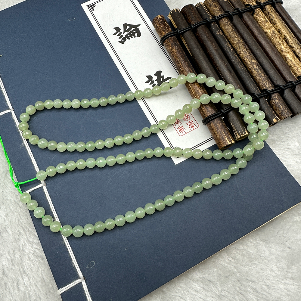 佐卡伊品牌  和田玉 108颗6mm晴水毛衣链  精美项链