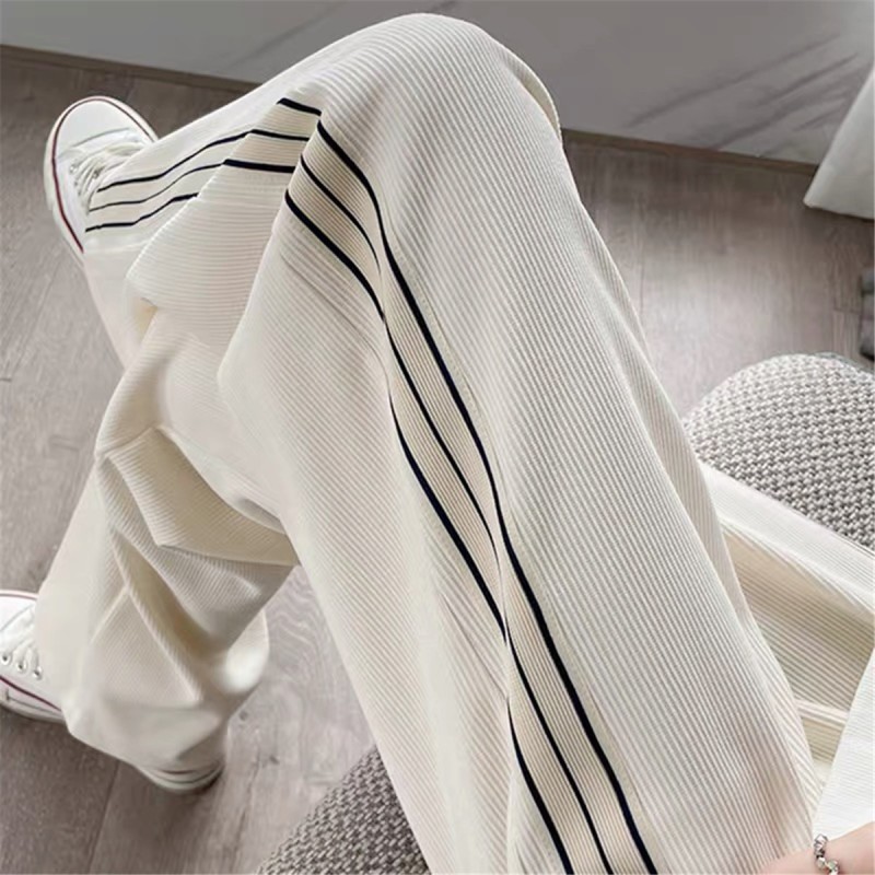 【冬季加厚】胖mm显瘦高腰加绒侧条休闲阔腿裤长裤大码女装178-YK2