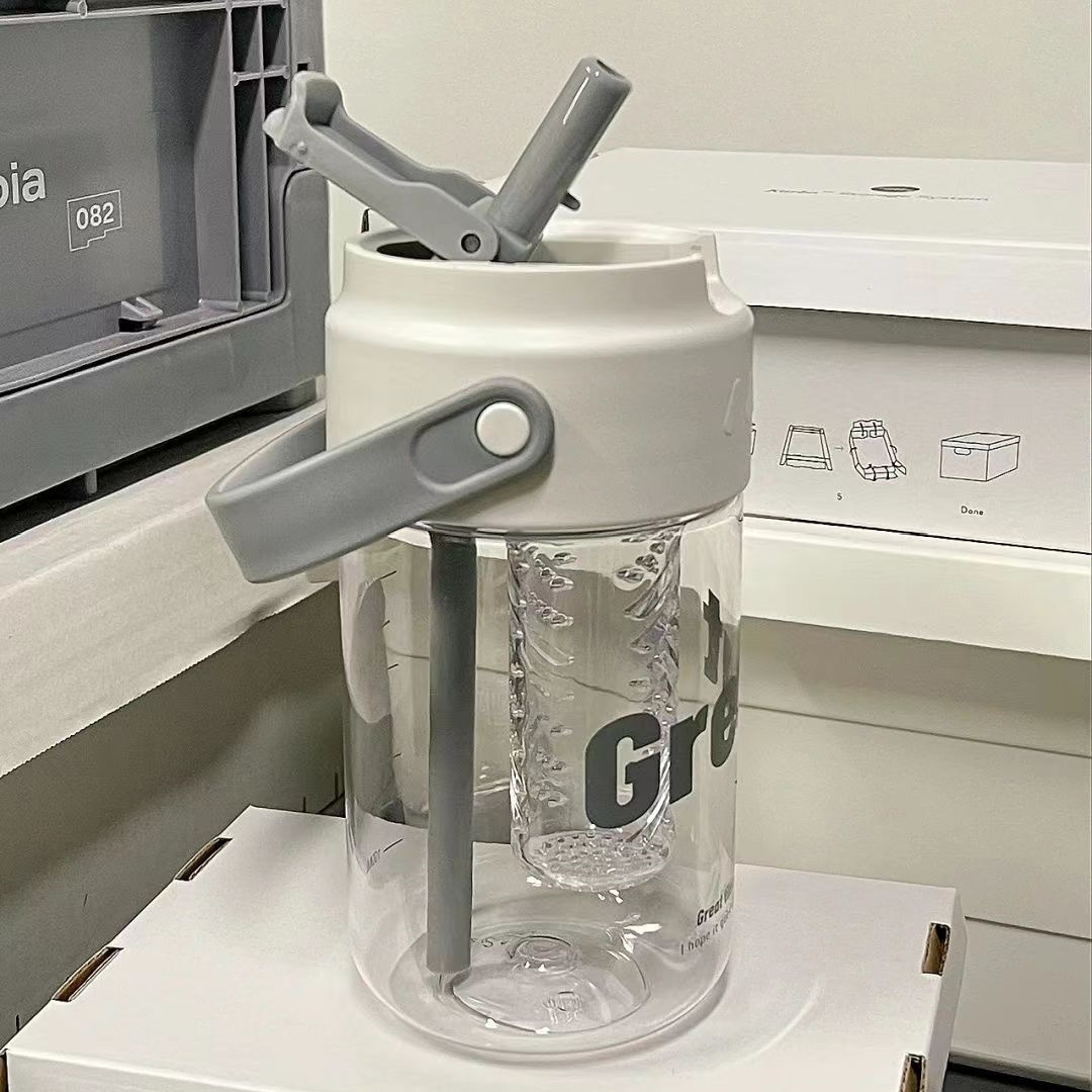 燃咖夏季水杯女ins吸管杯学生高颜值茶水分离泡茶杯子男款上班族