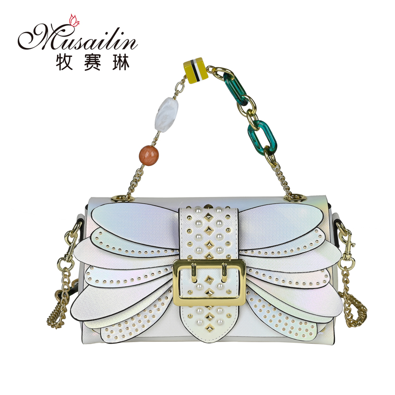 【MUSAILIN/牧赛琳】原创重工定制手提蝴蝶包FC-8083/白蓝渐变