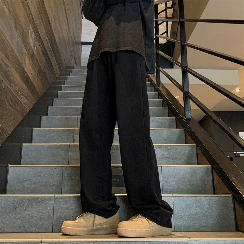 美式oversize阔腿裤子男生春秋季宽松直筒潮牌休闲裤高级感拖地裤