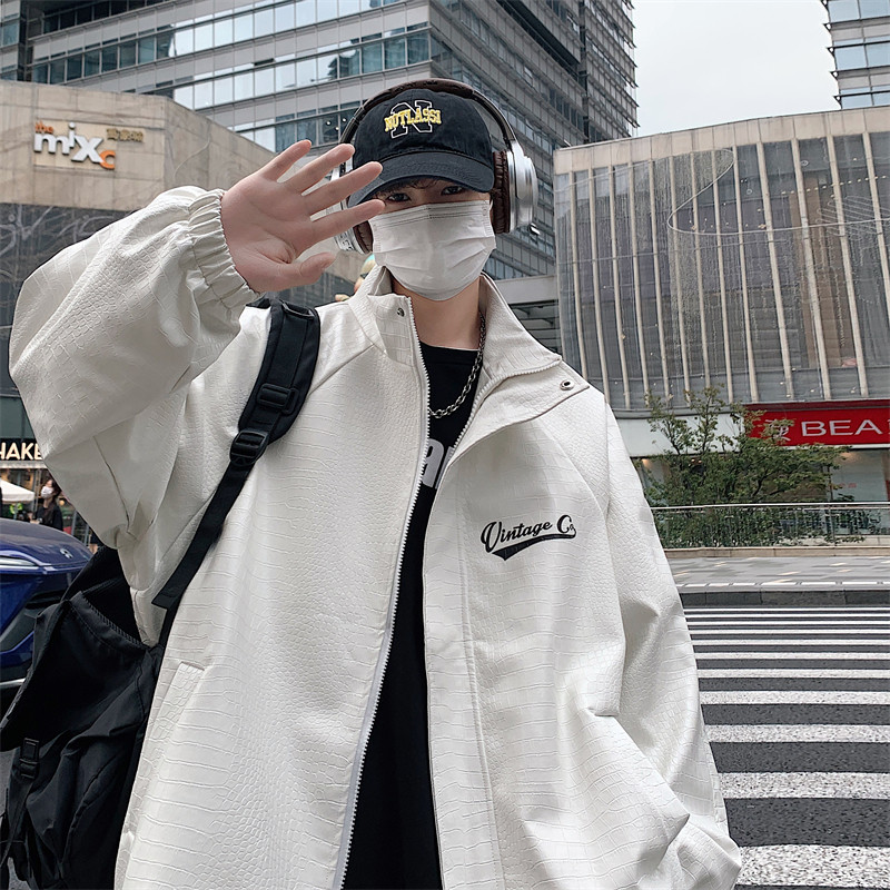 美式pu皮衣外套男秋冬季潮牌机车棒球服高街痞帅hiphop飞行员夹克