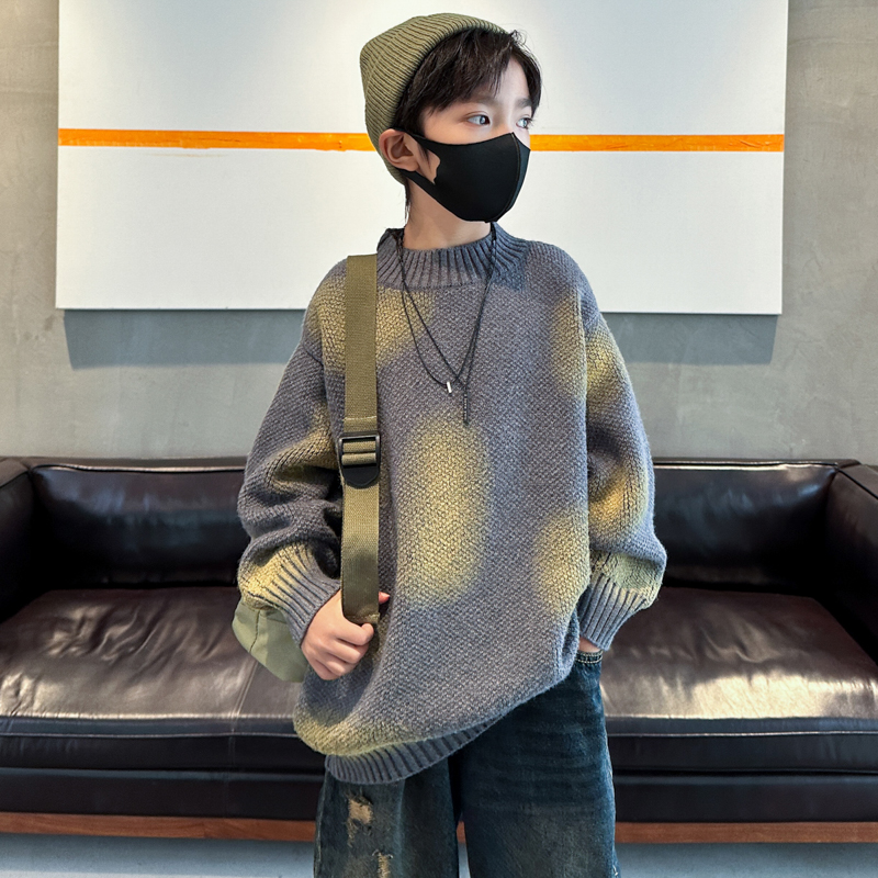 男童秋装毛衣洋气2023新款韩版儿童装时髦秋冬针织毛线衫大童外穿