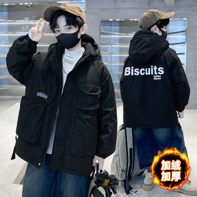 男童冬季外套2023上新款加绒加厚休闲运动中大童炸街儿童装冬款潮