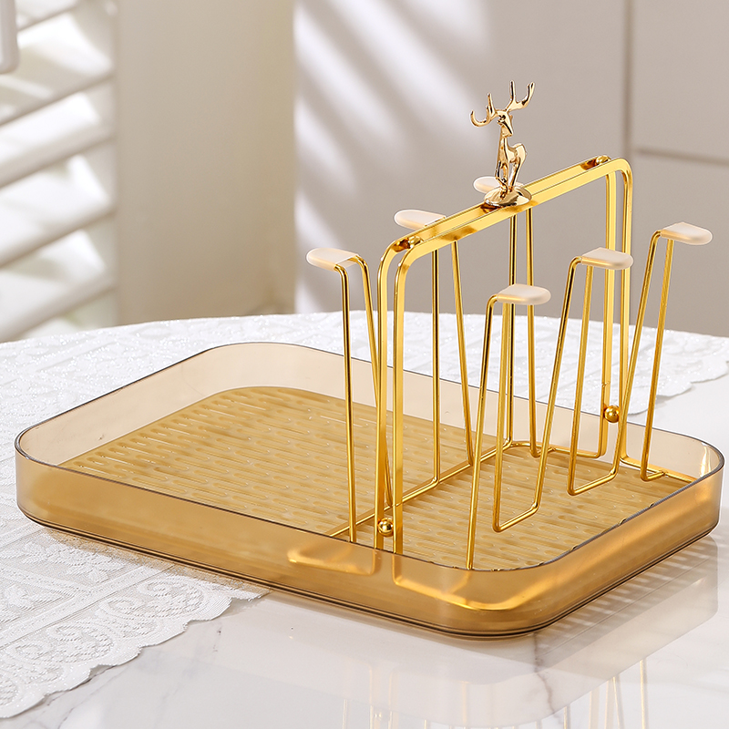 麋鹿水杯架杯架置物架家用茶杯架倒挂沥水杯架子客厅玻璃杯收纳架